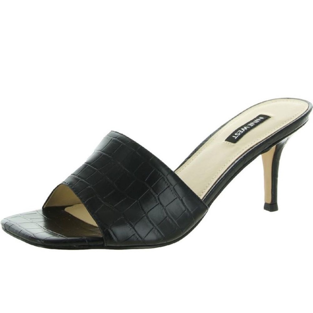 Nine West Black Crocodile Sandals